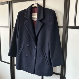 8p London Fog for Eaton Vintage Navy Blue Pure Wool Heavyweight Pea Coat Women